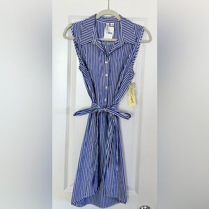 NWT!! Blue and White stripes Dress. Size L. Jrs Size.
